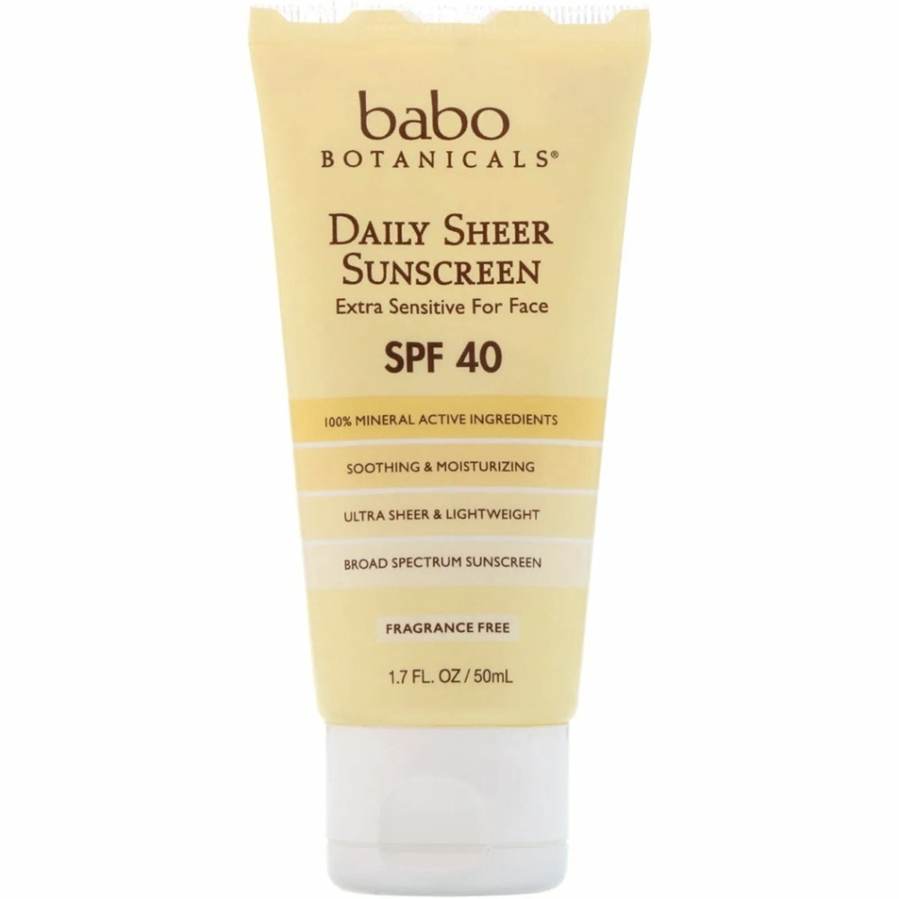Babo Botanicals Face Daily Sheer Sunscreen with Broad Spectrum SPF 40 1.7 fl oz